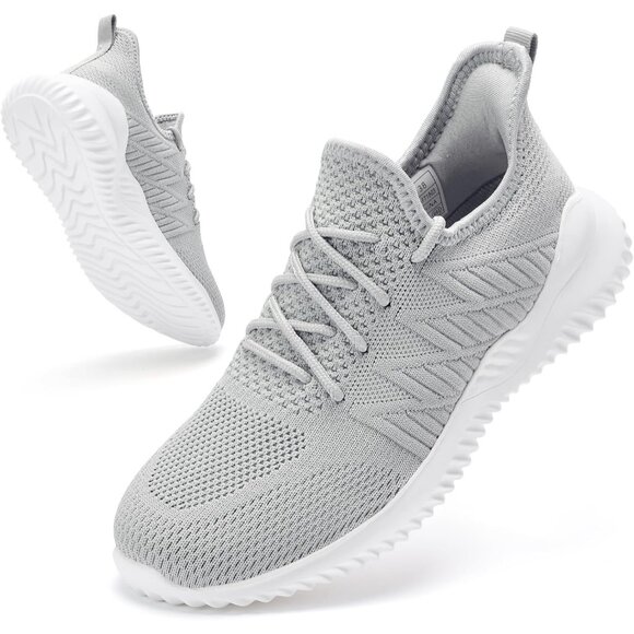 Women's Grey Imported Memory Foam Lightweight Comfort Casual Sneakers